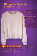 Nike Embroidered Logo Crew Neck Fleece Pullover Women's Sweatshirt Light Beige S