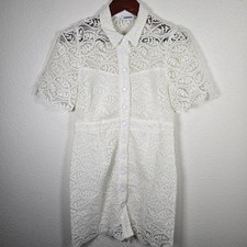Sandro Paris Live Embroidered Floral Lace Mini Dress Off-white Size 38