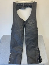 USA Bikers Dream Apparel Black Leather Motorcycle Biker Chaps Size M