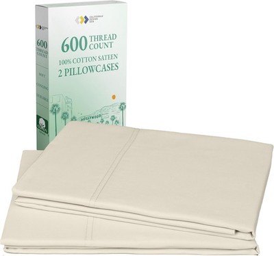 Luxuriously Soft Hotel Quality 600 Thread Count, 100% Cotton Set of 2 Cases