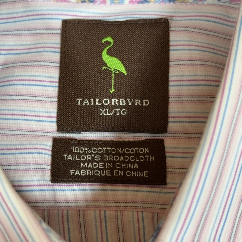 Tailorbyrd Shirt Mens XL Extra Large Striped Business Office Casual Flip Cuff - Image 3 of 4