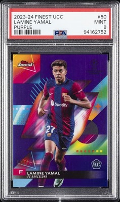 2023-24 TOPPS FINEST UEFA CLUB COMPETITIONS #50 LAMINE YAMAL 190/299 PSA 9