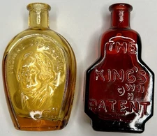 Pair Of Collectible Wheaton Bottles-Red Is Kings Patent Gold Is Thomas Jefferson
