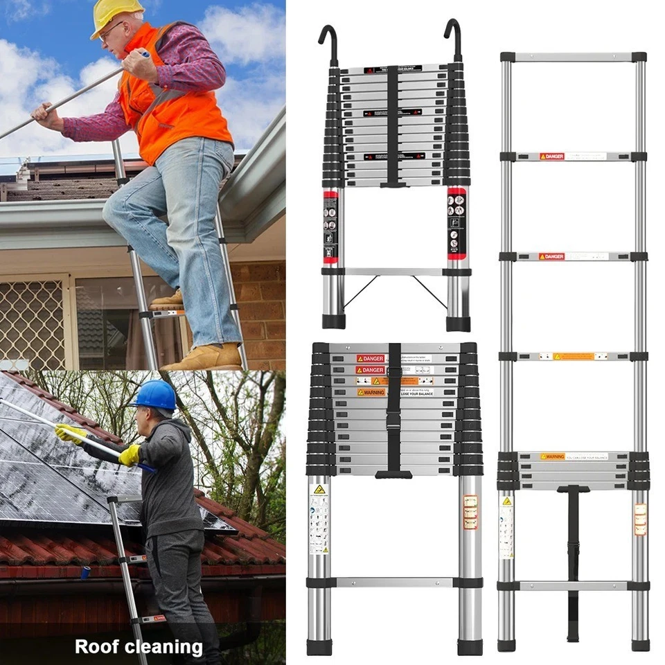 2.6-5.0M Aluminium Ladder Telescopic Heavy Duty Multi-Purpose Folding Extendable