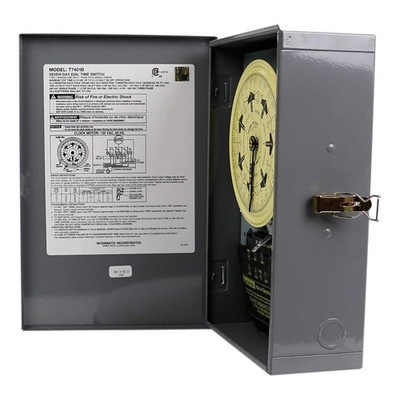 INTERMATIC T7401B Electromechanical Timer,7 day,SPST,Metal 2A208