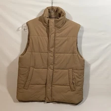 Forever21 Men’s Taupe Quilted Puffer Vest Full Zip Size Medium