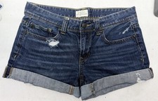 Womens Aeropostale Shorty Distressed Cuffed Dark Wash Denim Jean Shorts - Sz 5/6