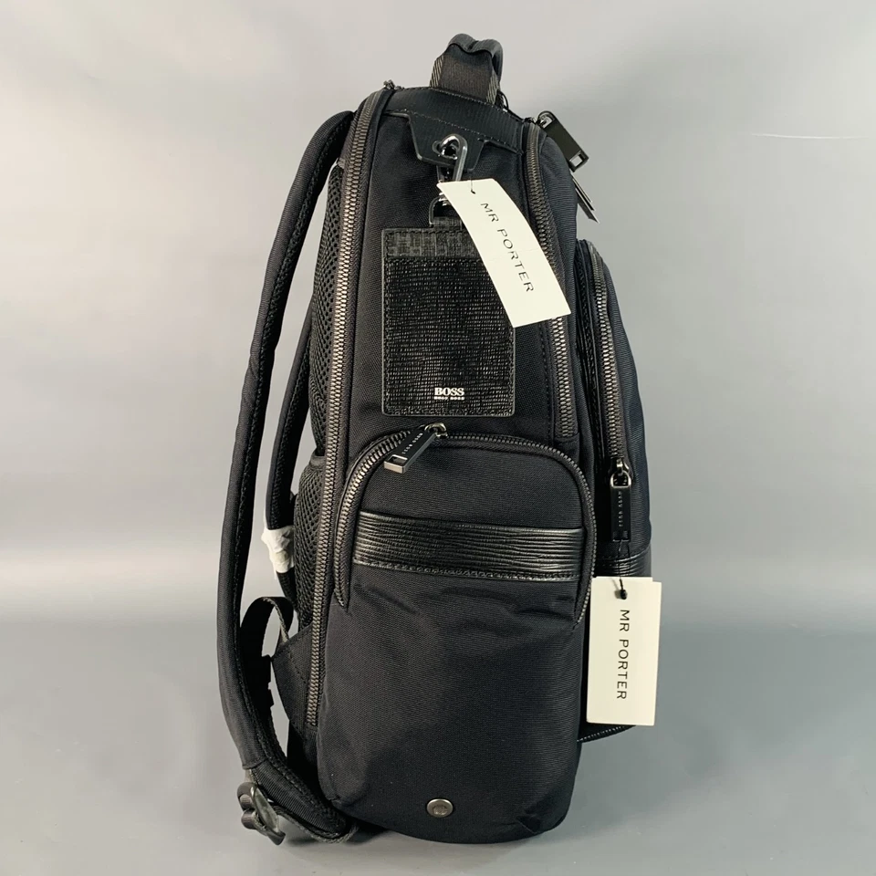 Bolso Mochila de Viaje de Trabajo de Cuero Nailon Negro Hugo Boss Foto 3 de 4
