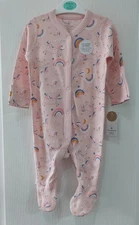 Mothercare Baby Girls Pink Sleepsuit Unicorns & Rainbows Babygrow 0-3 Months