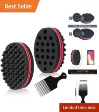 Magic Sponge Brush for Afro Curls - 2 PK Twist Sponges & 6.29 Inch Pick Comb