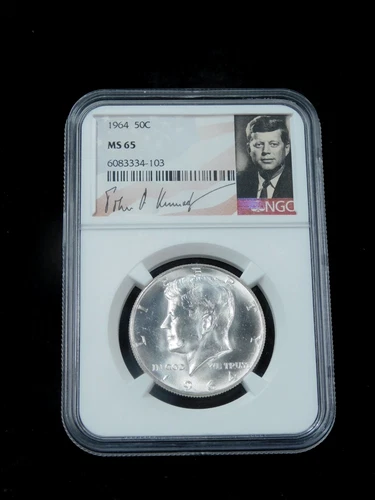 1964 50c Kennedy Silver Half Dollar - NGC MS65