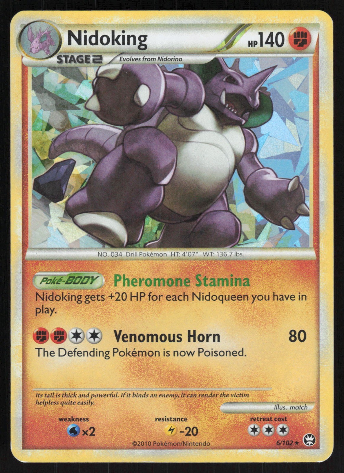 Nidoking - 6/102 (Cracked Ice Holo) Holo 006/102 LP Deck Exclusives Pokemon Card