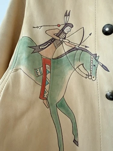 VTG 80s Ralph Lauren Country Hand Painted Leather Jacket Authentic Dry Goods USA image 7