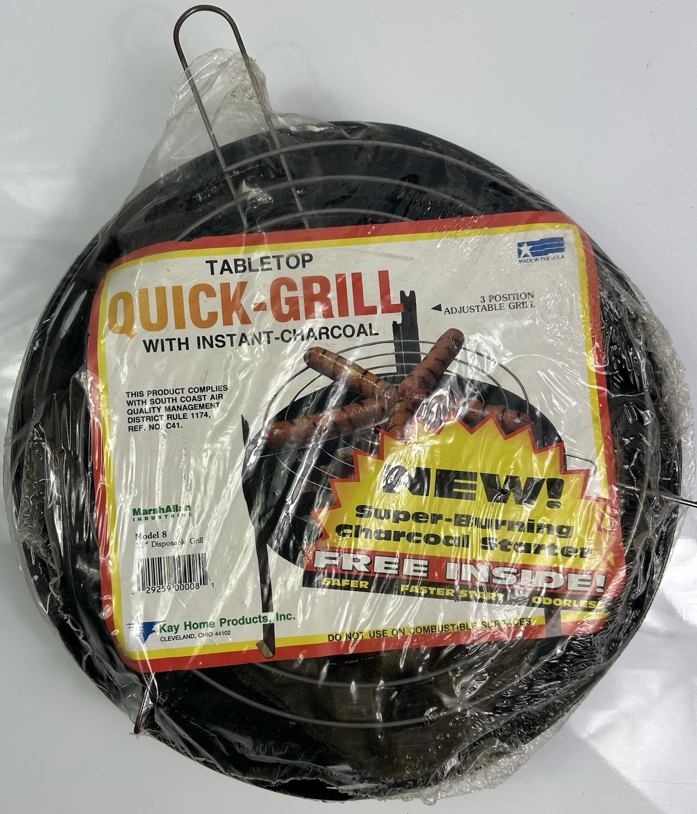 Vintage Grill Marsh Allan USA Tabletop Quick Grill w/ Instant Charcoal - NOS