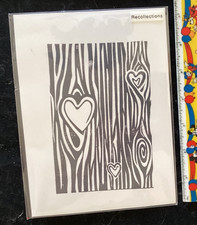 recollections background stamp wood grain hearts lightly used
