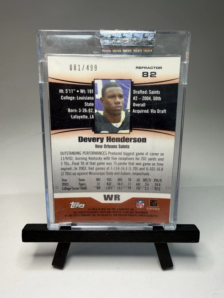 2004 Topps Pristine Devery Henderson Uncirculated Refractor NewOrleans Saints RC - Image 2 of 2