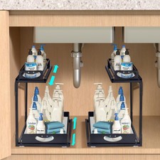 2 Pack Under Sink Organizer,Two Tier Sliding Kitchen Organization and Storage...
