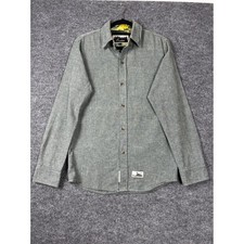 Pladra Flannel Shirt Mens Small Green Button Down Made in USA Landscape Lining