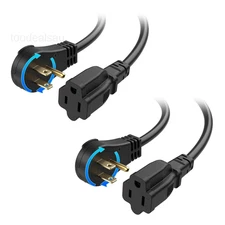[ETL Listed] Cable Matters 2-Pack 16 AWG 360° Rotating Flat Plug 1ft, Black
