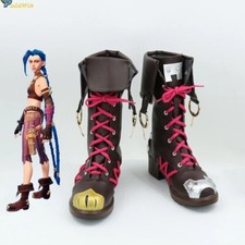 LOL Jinx Cosplay Shoes Women Black Shoes High Boots Heels Halloween