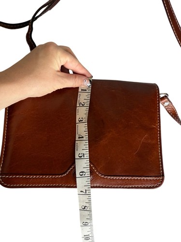D'ANNA FIRENZE Brown Leather Crossbody Bag With Adjustable Strap & Magnetic Clo - Picture 10 of 10