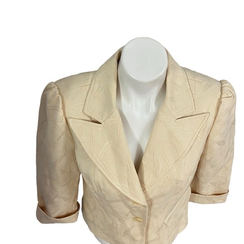 Blazer Worthington Mujer Talla 12 Texturizado Crema Trabajo Oficina Básico Informal Chaqueta - Imagen 12 de 17