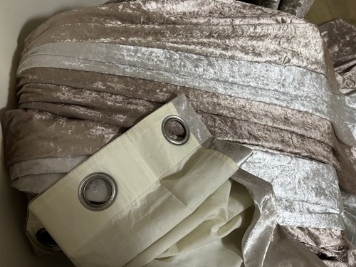 LOVELY KYLIE MINOGUE IVORY/ PRALINE OMBRÉ VELVET CURTAINS - Afbeelding 8 van 9