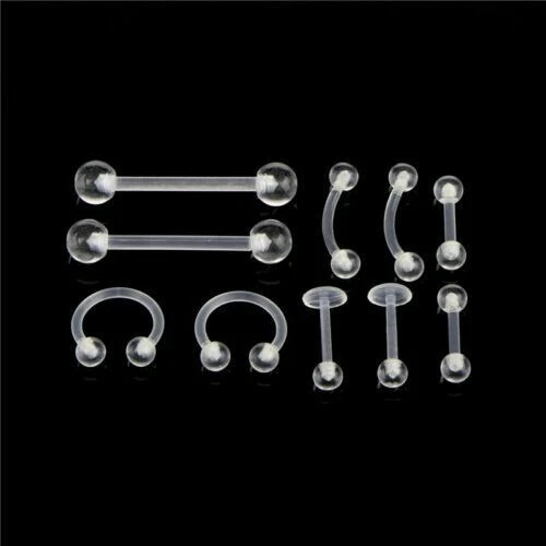 Para nariz oreja 10 piezas piercing retenedor joyería acrílico cuerpo labio transparente Foto 4 de 4