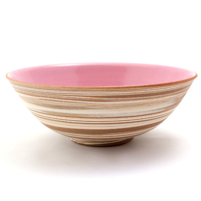 D9.0 in  Large Salad Bowl Japanese Tamba ware Fully Handmade Pink & Beige