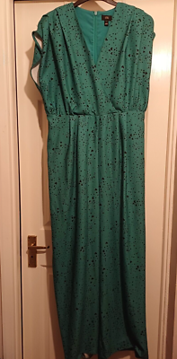 RIVER ISLAND GREEN HEART PRINT SLEEVLESS JUMPSUIT 16 | eBay UK