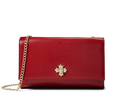 PATRICIA NASH GIADA CROSSBODY BAG NWT BERRY RED LEATHER PURSE FLORET CLOSURE