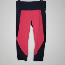 Athleta Medium Navy Blue Pink Women's Cropped Pull On Athletic Legging Pants