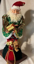 Christmas Figurine Frontgate ANIMATED SANTA CLAUS/ELF~20"~Toy Bag