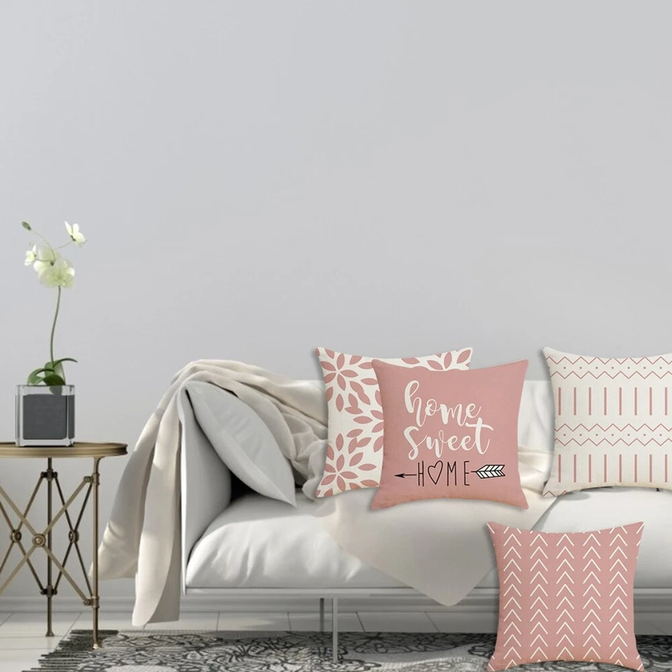 Juego de 4 Fundas de Almohada 18 X 18In Geometría Fundas de Cojín para Salón Foto 4 de 4