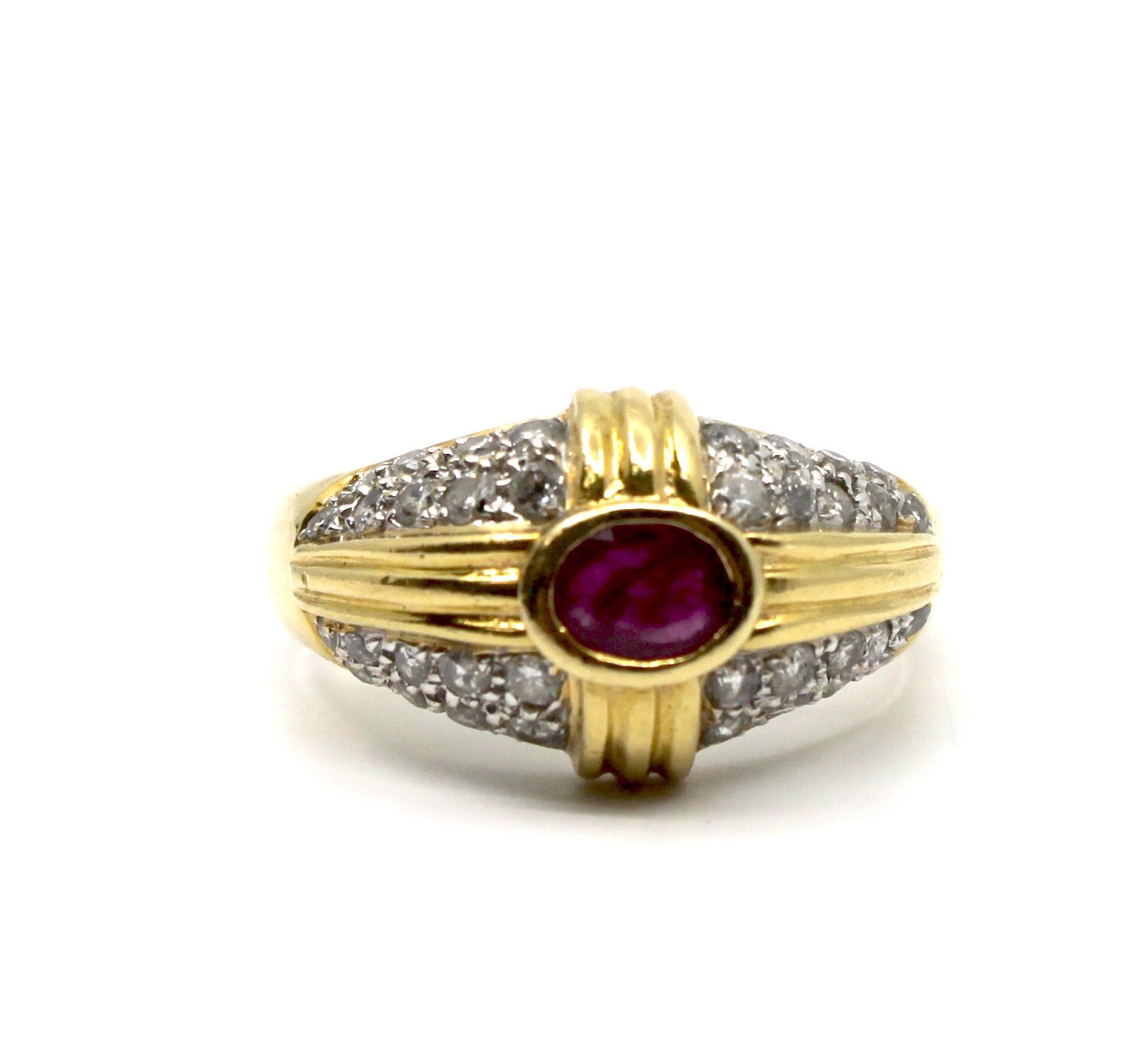 Natural Ruby and Diamonds Statement 18k Yellow Go… - image 3