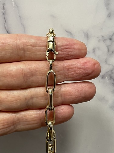 14K Yellow Gold8.5" Men's Chuncky Paperclip Chain Bracelet, 7.1mm wide - Picture 9 of 11