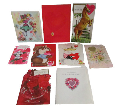 (9) VINTAGE Hallmark Laurel GIbson Ambassador Valentine Cards