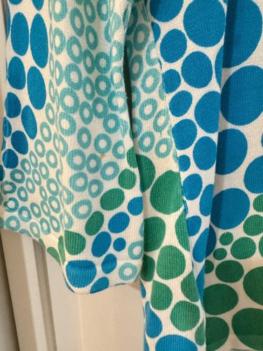Vintage Berek Polka Dot Pullover Damen M blau grün Pailletten Frühling Strick Ostern - Bild 6 von 12