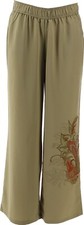 DG2 Diane Gilman Wide-Leg Soft Pant Olive 1X NEW 153