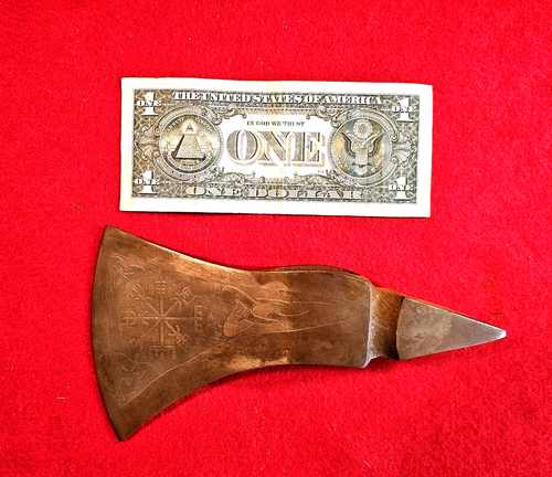 Massive Vintage Spiked War Head Ax Axe With Etched Designs