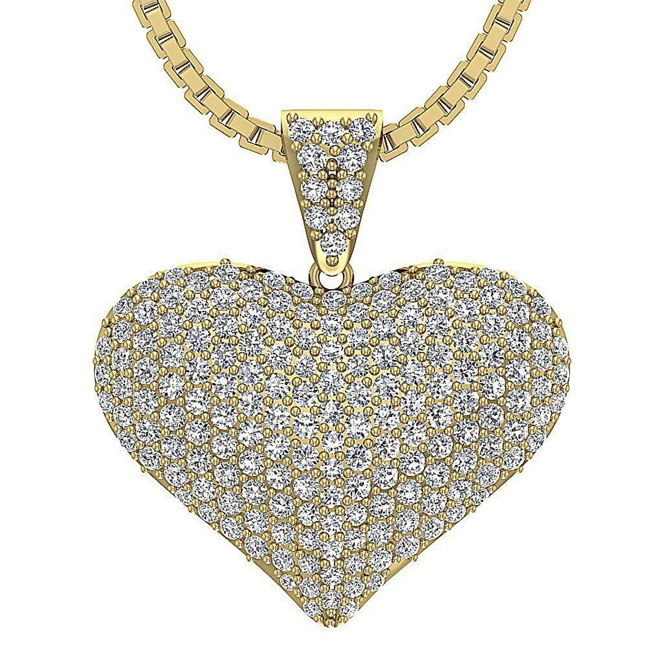 Collar Colgante Corazón Diamante Corte Redondo I1 G 1.20 Ct Oro Blanco Amarillo Rosa 14K Foto 2 de 4