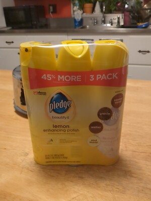 Pledge Lemon Enhancing Polish Furniture Spray LARGE 14.2 OZ CANS Pack Of 3 NEW