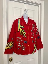 Julia Ku Plus Size Red Women's Embroidered Embellished Dress Jacket Sz 2x