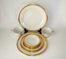 Lenox ARISTOCRAT Gold Encrusted China 10 Piece Set ~ 2 X 5 Piece Place Settings