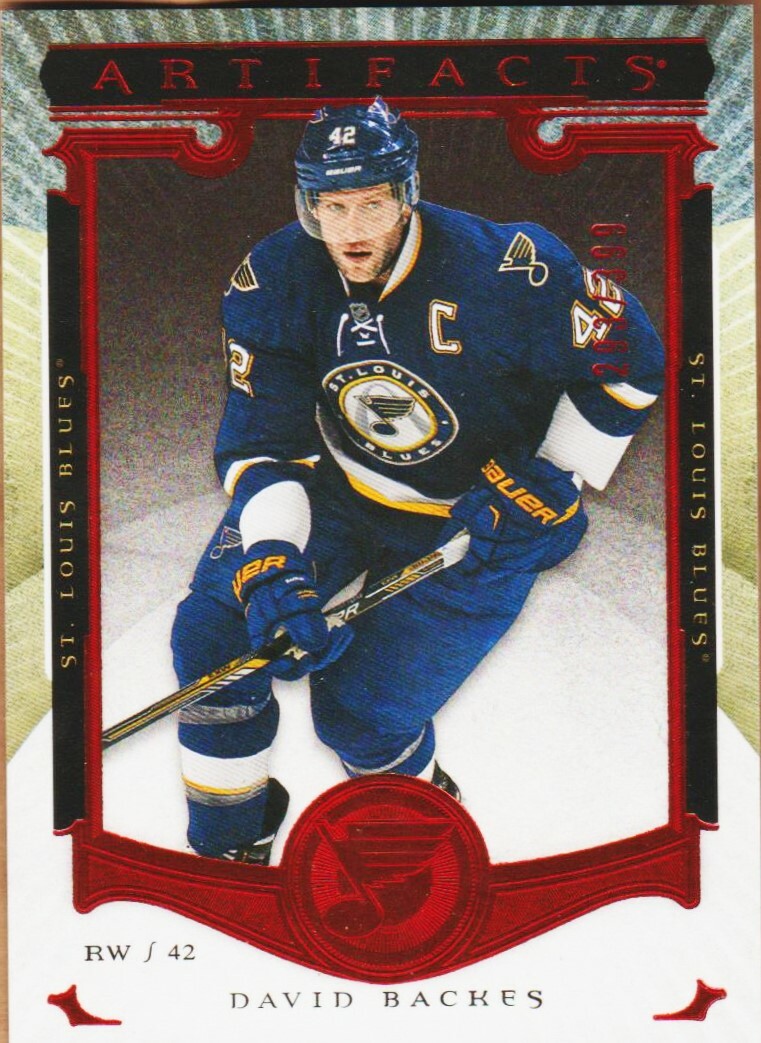 DAVID BACKES 15-16 UD ARTIFACTS RUBY RED /399 SP CARD # 27 UPPER DECK 2015-16