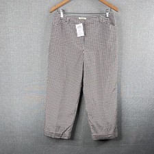 Talbots Petites Pants Womens 12P Silk Blend Cropped Brown White Check Lined New