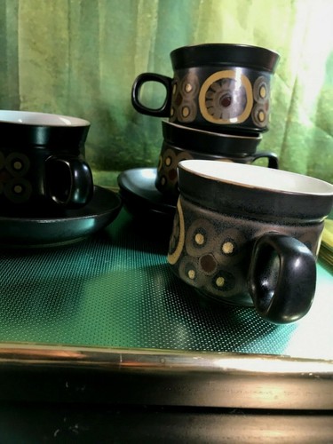 Vintage Denby 70' Arabesque Pamberton Coffee/ Tea Set of 6 cups and Saucers 12 p - Picture 3 of 12