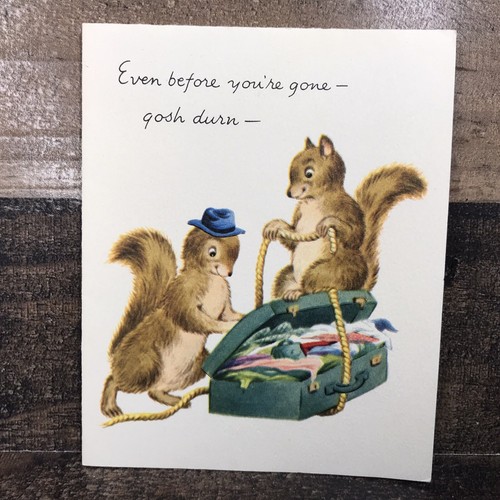 Vintage Miss You Greeting Card Anthropomorphic Squirrels 1940’s *Unused* USA - Picture 9 of 9