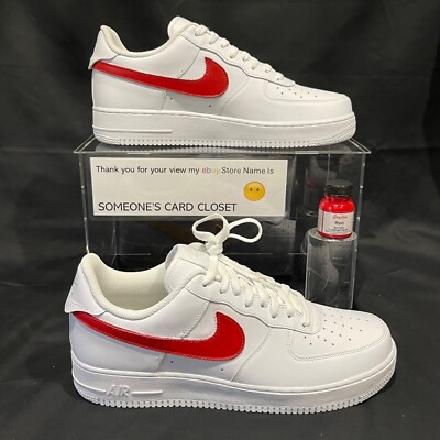 Nike Air Force 1 Low White (Red Custom Painted Swoosh) SC-#64W