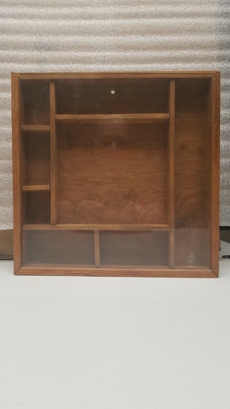 Vintage Handmade Shadowbox 8 Compartments Glass front